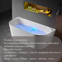 Nouvelle tendance Baignoire de massage spa moderne en acrylique Baignoire à jupe autoportante Baignoires plongeantes froides à remous avec LED Utilisation dans les hôtels