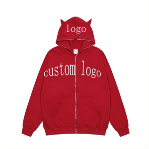 Sudaderas con capucha con cremallera personalizadas para hombre, logotipo personalizado de cara completa, sudaderas con capucha de lana de algodón 100%, sudaderas con capucha informales de gran tamaño para hombre, ropa de calle - Product Image 1