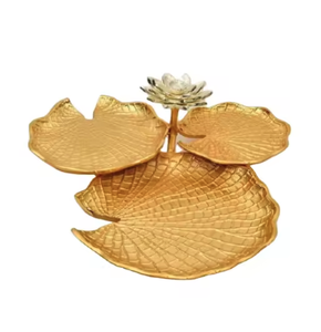 Plateaux de service plaqués or Meilleure vente Plateau en métal Plaque feuille Décoration intérieure Métal plaqué or Fournitures de service Artisanat en métal - Product Image 3