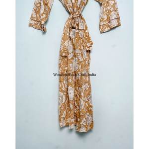 Regalo de San Valentín, kimono hecho a mano con estampado a mano, kimono largo para mujer, estilo bohemio, ropa de dormir y bata para mujer. - Product Image 5