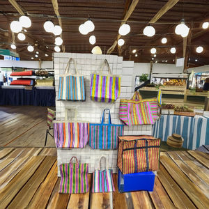 Sac à provisions en nylon réutilisable écologique Sacs de plage en plastique recyclé tissé à la main à fermeture éclair RPET fabriqués en Inde - Product Image 2