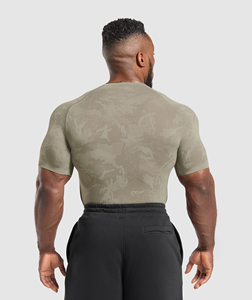 Chemises de compression de fitness de qualité supérieure pour hommes, en polyester et élasthanne, col rond, manches longues, lavées, respirantes, séchage rapide, anti-UV - Product Image 2