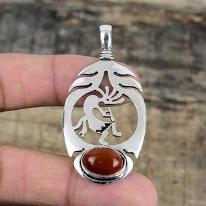 Bijoux en argent fait à la main Style Boho pendentif en argent 925 Sterling cornaline pierre précieuse tendance pendentif bijoux femmes cadeau pour elle - Product Image 3