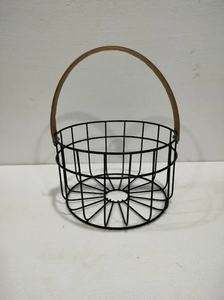 Cesta de flores redonda con asa, lo mejor para la mesa de comedor Puja y la decoración del hogar, cesta romántica de flores de frutas de Metal con asa - Product Image 6