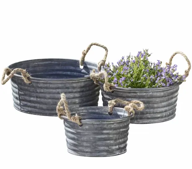 OEM Customized Best Galvanized planters Flower Bucket at Wholesale Prices Set Of Three Small And Large Lawn Plant Stand On Sales