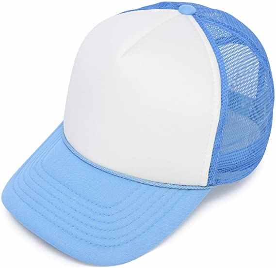 Trucker Hat Mesh Cap Sporty 5-Panel Hat with Hand Embroidery Curved Brim Adjustable Strap Common Fabric Solid Colors Small Braid