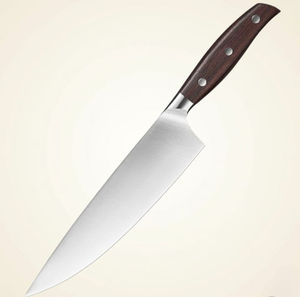 Couteau de chef de cuisine à lame droite en acier Damas allemand de 8 pouces, manche en bois de santal rouge de haute qualité, léger et multifonctionnel - Product Image 5