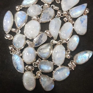 Arco Iris piedra lunar moissanita colgante 925 Ajuste de bisel de plata esterlina estilo lindo incrustaciones colgantes finos encantos para regalo perfecto - Product Image 1