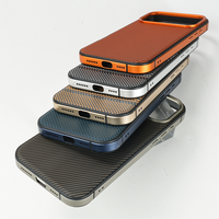 Étui de téléphone en fibre de carbone avec cadre métallique luxueux pour iPhone 16 17 15 Pro Max, prend en charge la charge magnétique, protection de l'objectif avec cadre métallique