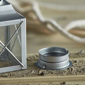 Ramadan Decorative <b>Grey</b> Finished Metal and Glass <b>Candle</b> Lantern for Home and Garden Decor Mini Hanging Lanterns - Product Image 2