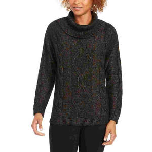 Cardigan a Collo Alto da Donna Charter Club, Traspirante, Nero, Casual, Moda Coreana, Maglione Leggero per l'Inverno in Taglie Piccole e Grandi - Product Image 1