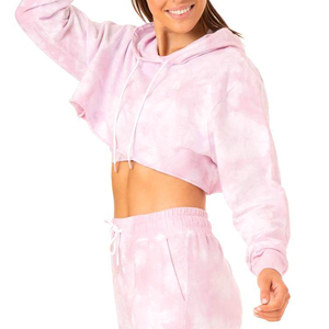 Sudadera con capucha recortada de mezcla de algodón con logotipo personalizado de primera calidad para mujer, ropa de invierno, sudaderas con capucha cortas para mujer, sudadera de mujer de alta calidad - Product Image 6