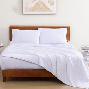 Ensemble de draps de lit d'hôtel 100% coton blanc motif solide 400TC draps plats résistants Queen/King Size pour adultes - Product Image 2