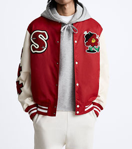 Usine Porter Couleur Personnalisée À Manches Longues Patch Varsity Veste Streetwear Chenille Broderie Letterman Varsity Veste pour Hommes - Product Image 3