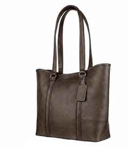 Brown Genuine Leather <b>Vintage</b> Fashion <b>Tote</b> <b>Bag</b> for Women Two Handles Zipper Closure Water Resistant Dark Chocolate Office Travel - Product Image 4