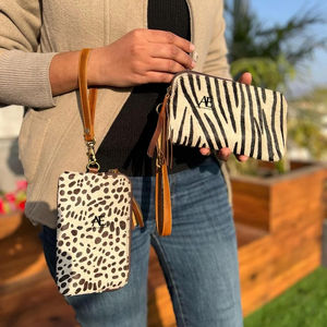 Véritable cuir de vachette bracelet pochette sac à main pochette marron portefeuille Western patchs cheveux sur cacher fourrure cuir pochette - Product Image 1