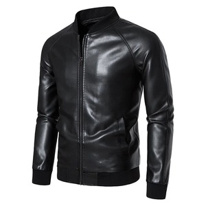 2024 invierno Casual sólido hombres PU chaqueta de cuero de imitación de gamuza cálida con cuello levantado lona y ajuste de piel de vaca para motocicleta - Product Image 6