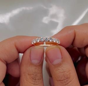 แหวนเพชรขนาด18K สีโรสโกลด์ขนาด3มม. เครื่องประดับครึ่งวงสำหรับปลูกในห้องปฏิบัติการเครื่องประดับเพชร - Product Image 5
