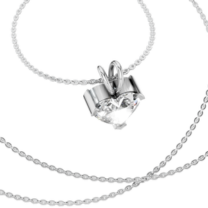 Collar con Colgante de Moissanita de Corte Corazón de 1.5ct, Oro Sólido de 14K con Baño de Rodio, Engaste de Cuatro Puntas, Cadena de Eslabones, Joyería Fina para Mujer - Product Image 3