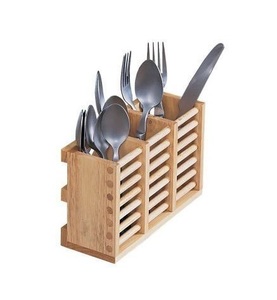 Porte-couverts en bois de qualité supérieure Design attrayant 3 sections Support de rangement pour ustensiles de cuisine de fournisseurs en gros - Product Image 4