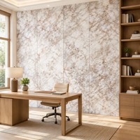 Panneau mural en PVC UV en marbre rouge crème Breccia, imperméable, revêtement décoratif intérieur