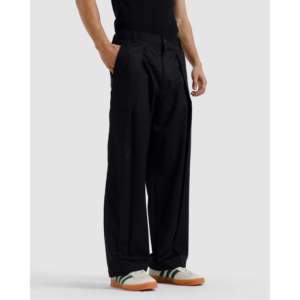 Pantalon plissé sur mesure XL à rayures fines en tissu de velours côtelé, décorations de logo personnalisées, surpiqûres colorées effet vieilli - Product Image 1