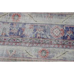 พรมวินเทจ, พรมแบบยาวขนาด 2.5x10.7 ฟุต พรมตุรกี, พรมขนสัตว์สีน้ำเงินสไตล์ตะวันตกเฉียงใต้ - Product Image 5