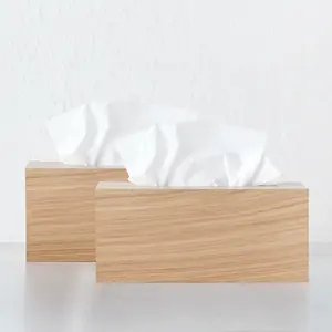 Caja de pañuelos de madera de Acacia Natural Rectangular moderna, buena calidad, hoteles, restaurantes, decoración - Product Image 3