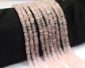 Quartz rose forme Heishi perles de pierres précieuses brins 8 pouces de long perles à sertir à la main bijoux de mode faisant des composants - Product Image 3