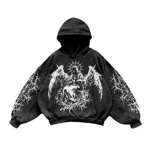 Sudaderas con Capucha de Mezclilla Tejidas a Crochet Unisex de Alta Calidad, Talla 2XL, Personalizadas con Impresión Puff, Logotipo Bordado, Ropa Urbana de Invierno para Hombre y Mujer - Product Image 1