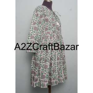 Robe décontractée en coton à col en V de qualité supérieure pour femmes, impression numérique, taille naturelle, occasion de fête, lavable, disponible en gros - Product Image 4