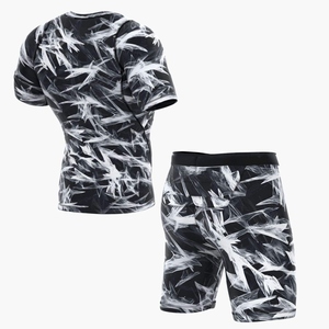 Ensemble de sport pour homme, compression, course à pied, gym, t-shirt et short, respirant, séchage rapide, vêtements de sport actifs, vente en gros personnalisée - Product Image 3