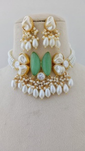 Nazaakat Haute Qualité Imitation Rhodium Plaqué Perle Collier Boucle D'oreille Ensemble Mini Perle Gland Lourd En Laiton De Mariage Fiançailles Fête - Product Image 5