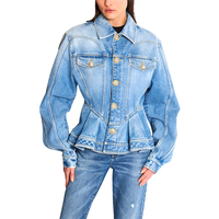 Chaqueta de Mezclilla Cruda de Invierno para Mujer, Manga Larga, Corte Ajustado, Tallas Grandes, Alta Calidad, Transpirable, Ecológica, Servicio OEM Personalizado