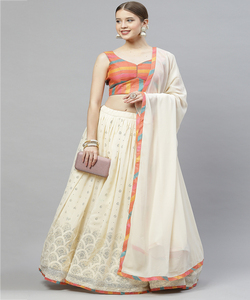 Elegante Lehenga Choli de Georgette con Bordado de Lentejuelas y Dupatta, Ropa de Boda, Precio al por Mayor, Prenda Étnica - Product Image 3