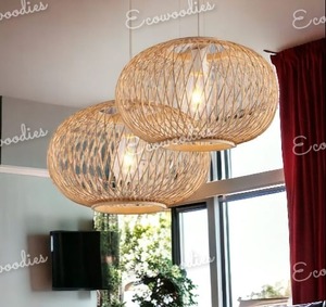 <b>Rattan</b> Bamboo Ball <b>Lantern</b> Light Pendant Lampshade Chandelier Lighting for Living Room and Bedroom Home Furniture - Product Image 1