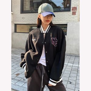 Veste universitaire sur mesure pour femmes grandes tailles, veste brodée avec corps et manches en laine, OEM ODM en gros - Product Image 1