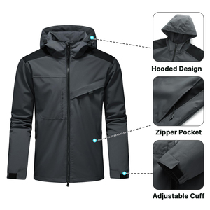 Vestes d'extérieur confortables Logo personnalisé Veste softshell à manches longues coupe-vent imperméable pour hommes - Product Image 4