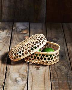 Rustic Vietnamese Style Bamboo Craft Storage <b>Box</b>; Natural Handwoven Container <b>for</b> <b>Present</b> Packaging and Decoration. - Product Image 5