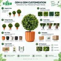 Plante artificielle en pot de 45 cm, fausse plante topiaire en pot orange, matériau PE résistant aux UV, pour la décoration intérieure et extérieure