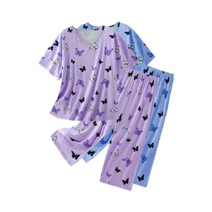 Femmes grande taille tissu peigné cordon Sexy solide motif vêtements de nuit confortable pyjamas automne hiver printemps nuisette - Product Image 1