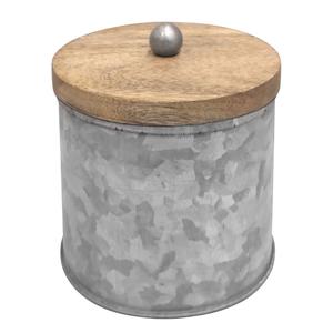 Recipiente galvanizado con tapa de madera Forma cuadrada Contenedor de lujo hecho a mano Clásico Elegante Venta al por mayor Recipiente de artículos de cocina - Product Image 3