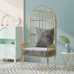 Nordiclobbyhighbackcasualsofachair, Ins Popularsinglepersonironbirdcagesofa Stoel, Lightluxylivingroomcoffeetable - Product Image 6