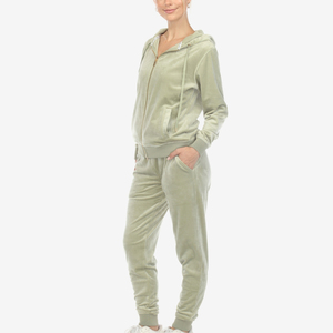 New Long Sleeve Active <b>Jogger</b> Suit Training Sweatsuit <b>Women</b> Fitted Velour Hooded <b>Velvet</b> Tracksuit - Product Image 4