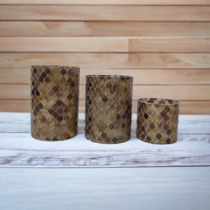 Formes de mosaïque décoratives pour la maison et le jardin Décoration artisanale pour le mariage et Noël Bougie brune Récipients en verre Lanternes et bocaux - Product Image 4