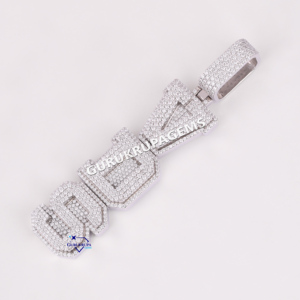 Lettre verticale attrayante 14Kt or blanc massif diamant cultivé en laboratoire conception personnalisée Hip Hop pendentif bijoux pour rappeur - Product Image 5