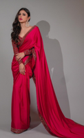 Saree de secuencia de color rojo, Saree de bollwood de estilo moderno con el mejor precio, Sari Shari, precio de la India
