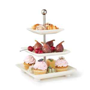 Soporte para Pastel de Dos Niveles de Mármol de Diseño Premium, Moderno Plato para Servir Alimentos, Vajilla Hecha a Mano en INDIA ART PLACE, Ecológico y Reutilizable - Product Image 4