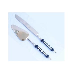 Ensemble de couverts de luxe en acier inoxydable brillant à tige de créateur, cuillère à salade et serveur à salade modernes en métal poli de haute qualité - Product Image 2