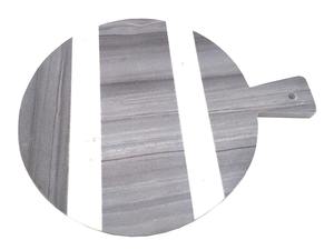 Planche à découper ronde blanche et grise Plateau de cuisine moderne élégant Idéal pour couper l'affichage de service Cadeau Durable - Product Image 3